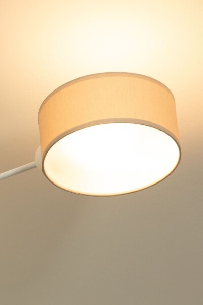 Deckenlampe Stoff Weiß Hellbeige E27 L:80 cm wohnlich