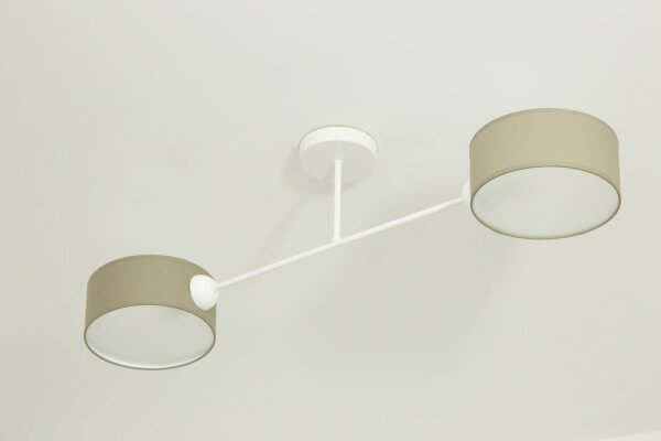 Deckenlampe Stoff Dunkelbeige Weiß E27 L:80 cm