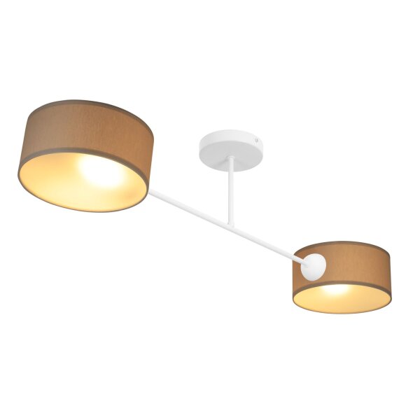 Deckenlampe Stoff Dunkelbeige Weiß E27 L:80 cm
