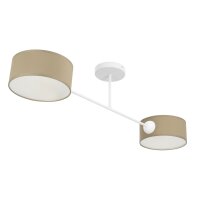 Deckenlampe Stoff Dunkelbeige Weiß E27 L:80 cm