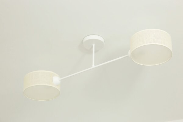 Deckenlampe blendarm Stoff Creme Weiß E27 L:80 cm