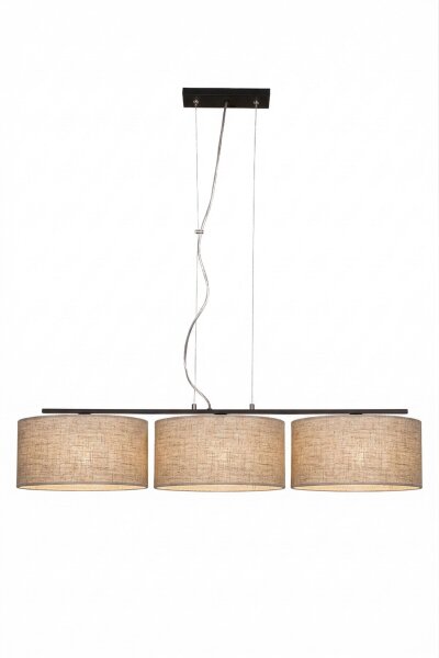 Pendelleuchte Leinen Schwarz Beige E27 L:100 cm