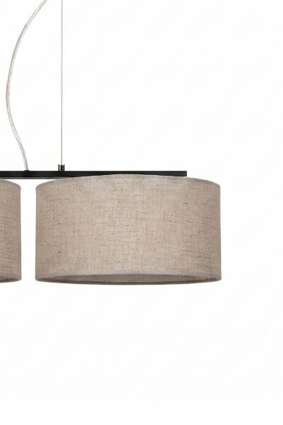 Pendelleuchte Leinen Schwarz Beige E27 L:100 cm
