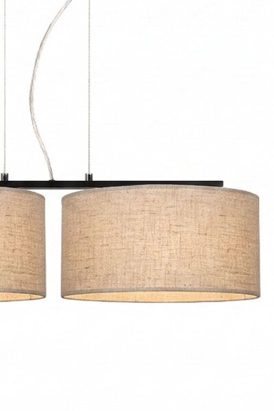 Pendelleuchte Leinen Schwarz Beige E27 L:100 cm