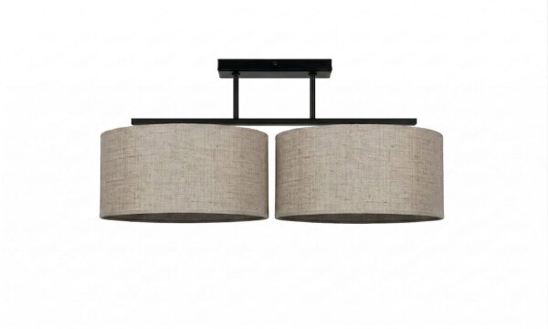 Deckenlampe Leinen Schwarz Beige E27 L:70 cm wohnlich