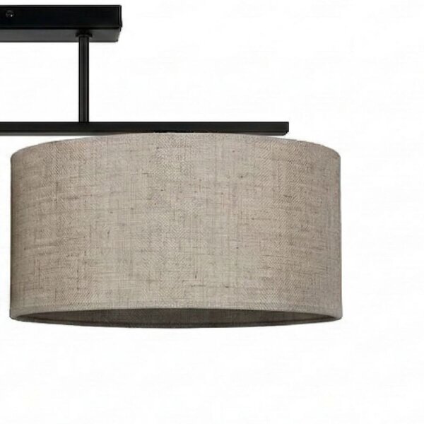 Deckenlampe Leinen Schwarz Beige E27 L:70 cm wohnlich