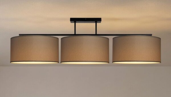 Deckenlampe Leinen Schwarz E27 L:100 cm gemütlich