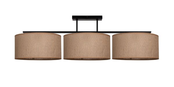 Deckenlampe Leinen Schwarz Natur E27 L:100 cm