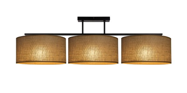 Deckenlampe Leinen Schwarz Natur E27 L:100 cm