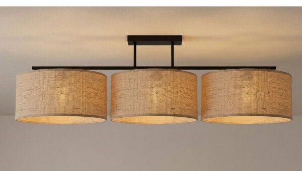 Deckenlampe Leinen Schwarz Natur E27 L:100 cm