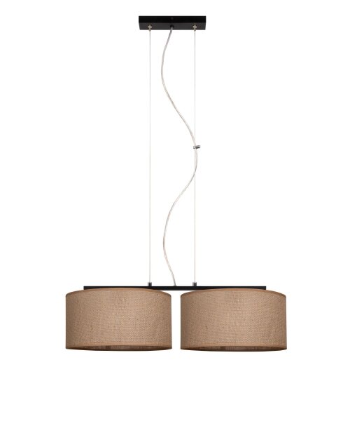 Pendelleuchte Leinen Schwarz Natur E27 L:70 cm