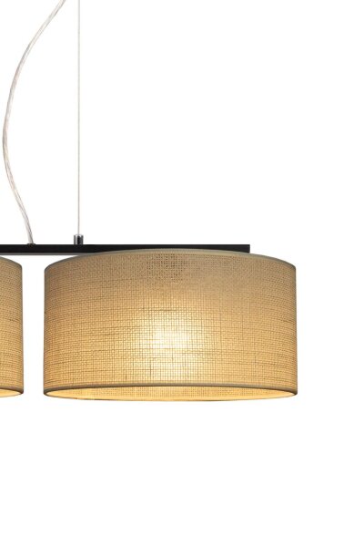 Pendelleuchte Leinen Beige Schwarz E27 L:100 cm