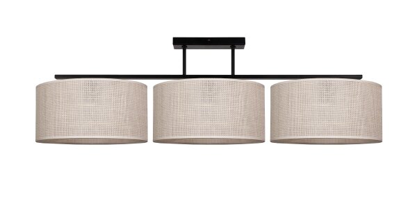 Deckenlampe Leinen Schwarz E27 L:100 cm dekorativ