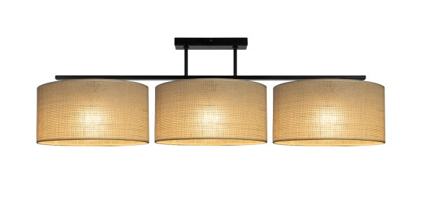 Deckenlampe Leinen Schwarz E27 L:100 cm dekorativ
