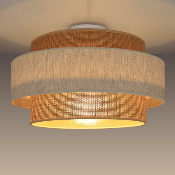 Deckenlampe Jute Weiß Natur Beige E27 Ø40 cm wohnlich