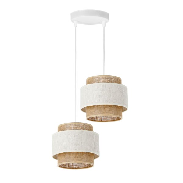Pendelleuchte Jute Weiß Natur Beige E27 Ø30 cm