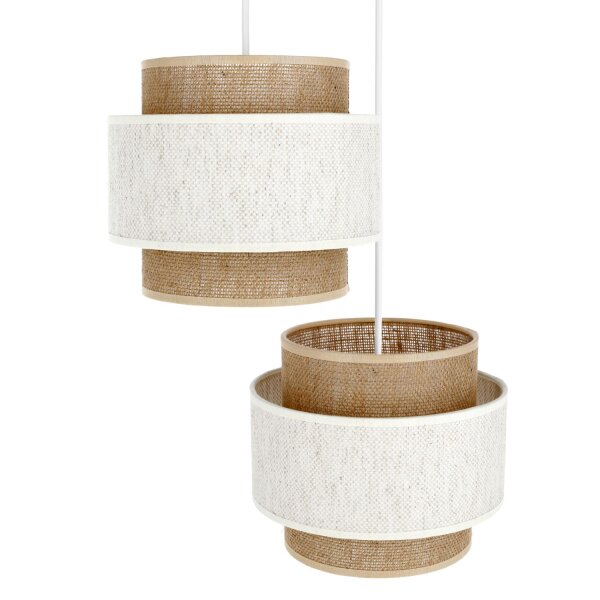 Pendelleuchte Jute Weiß Natur Beige E27 Ø30 cm