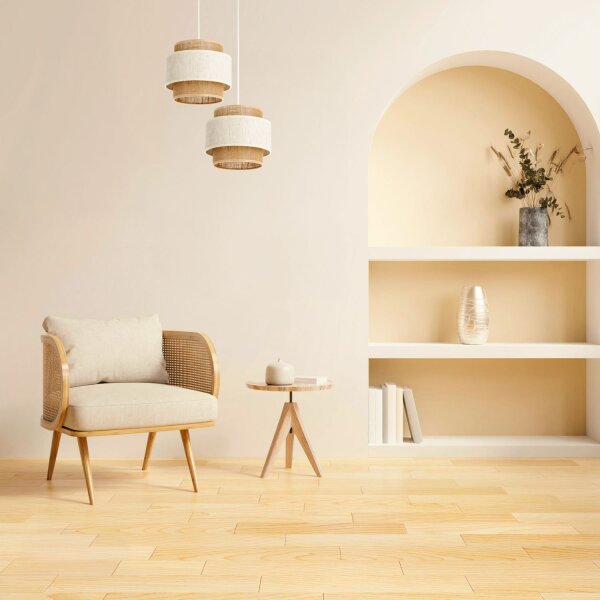 Pendelleuchte Jute Weiß Natur Beige E27 Ø30 cm
