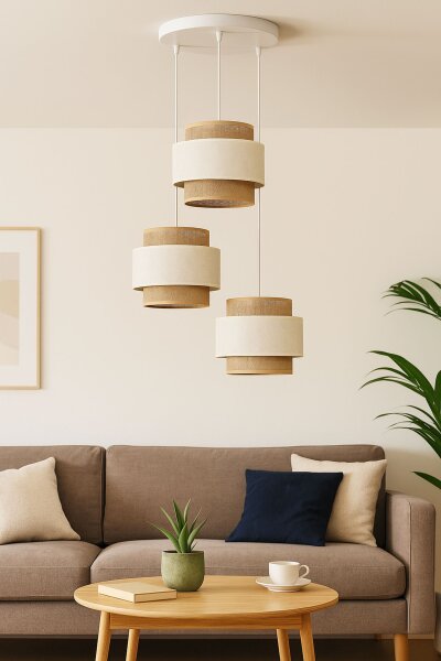 Pendelleuchte Jute Weiß Natur Beige E27 Ø45 cm