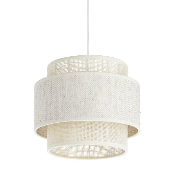 Pendelleuchte Jute Weiß Creme E27 Ø20 cm gemütlich