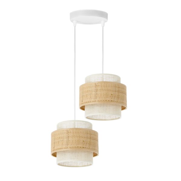 Pendelleuchte Jute Weiß Natur E27 Ø30 cm gemütlich