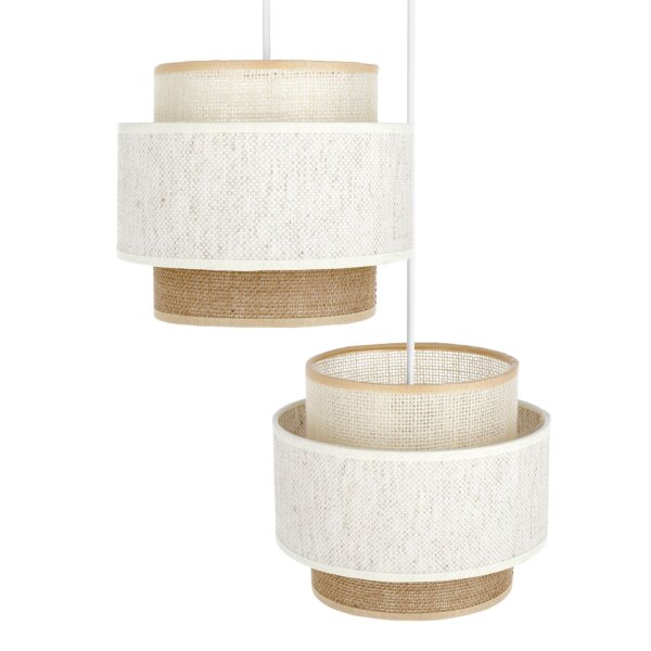 Pendelleuchte Jute Weiß Natur E27 Ø30 cm dekorativ