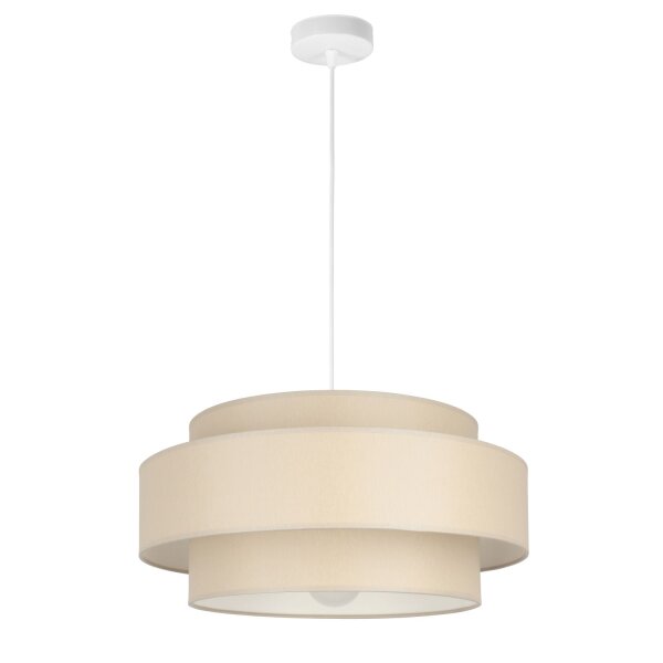 Pendelleuchte blendarm Stoff Weiß Beige E27 Ø40 cm