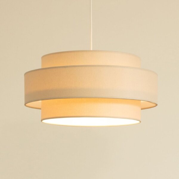 Pendelleuchte blendarm Stoff Weiß Beige E27 Ø40 cm