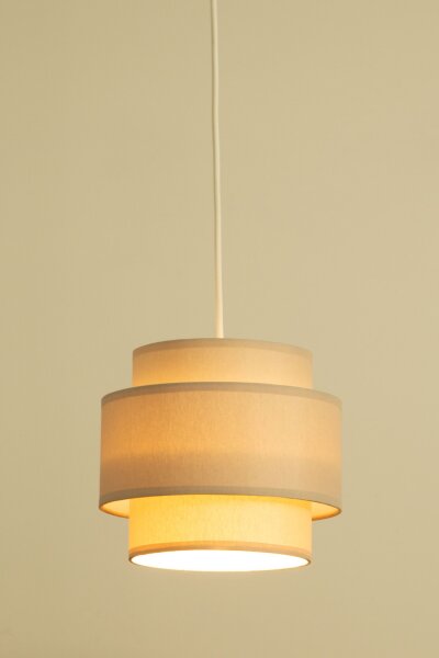 Pendelleuchte Stoff Weiß Beige E27 Ø20 cm wohnlich
