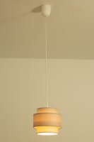 Pendelleuchte Stoff Weiß Beige E27 Ø20 cm...