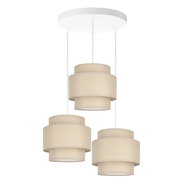 Pendelleuchte Stoff Weiß Beige E27 Ø45 cm wohnlich