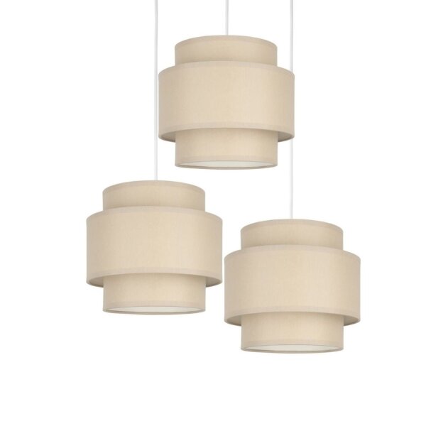 Pendelleuchte Stoff Weiß Beige E27 Ø45 cm wohnlich