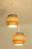 Pendelleuchte Stoff Weiß Beige E27 Ø30 cm...