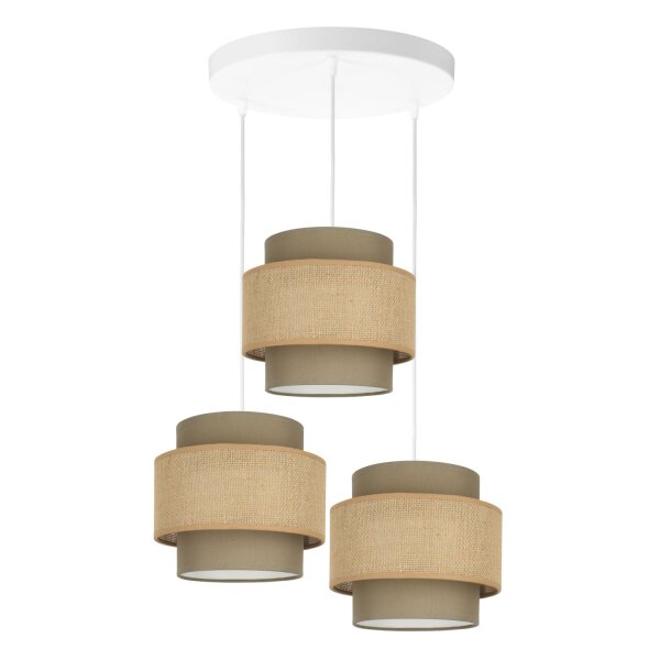 Pendelleuchte Stoff Weiß Beige E27 Ø45 cm blendarm