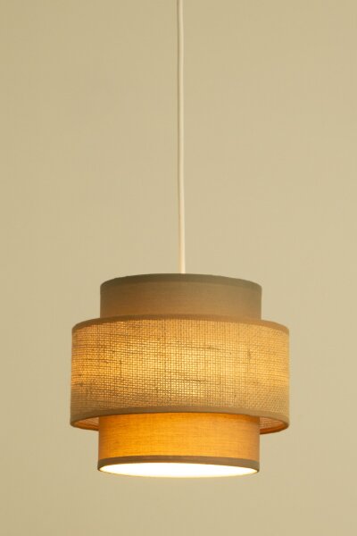 Pendelleuchte Stoff Weiß Beige E27 Ø45 cm blendarm