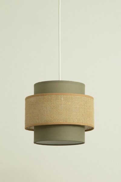 Pendelleuchte Stoff Weiß Beige E27 Ø45 cm blendarm