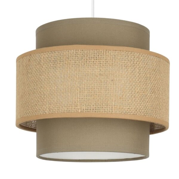 Pendelleuchte Stoff Weiß Beige E27 Ø45 cm blendarm