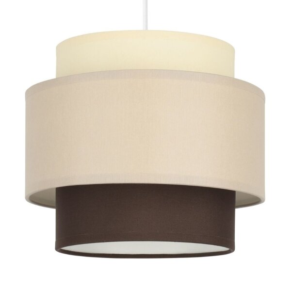 Pendelleuchte Stoff Weiß Ecru Beige E27 Ø20 cm