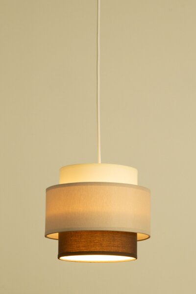 Pendelleuchte Stoff Weiß Ecru Beige E27 Ø20 cm