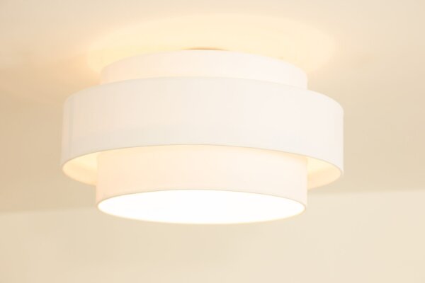 Deckenlampe blendarm Stoff Weiß E27 Ø40 cm wohnlich