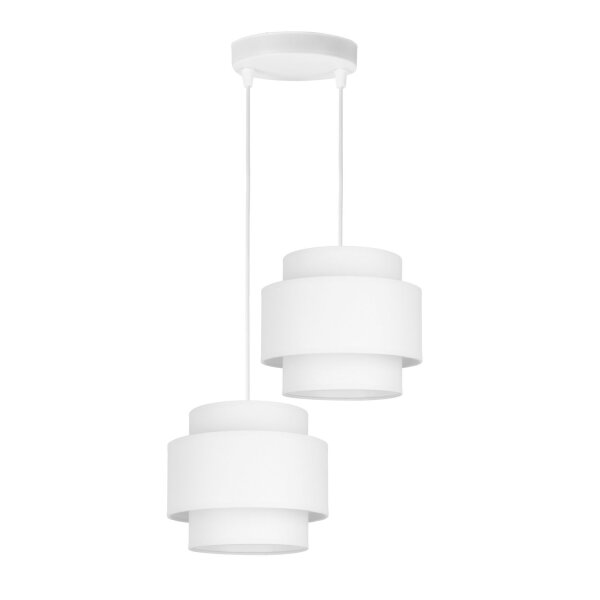 Hängelampe blendarm Stoff Weiß E27 Ø30 cm wohnlich