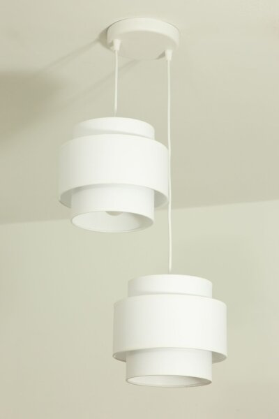 Hängelampe blendarm Stoff Weiß E27 Ø30 cm wohnlich