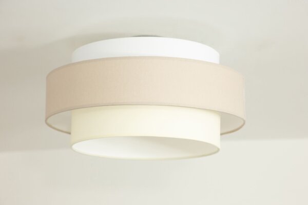 Deckenlampe Stoff Weiß Hellbeige E27 Ø40 cm wohnlich