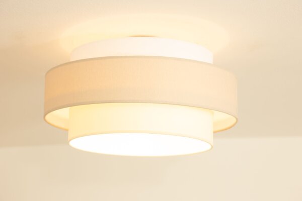 Deckenlampe Stoff Weiß Hellbeige E27 Ø40 cm wohnlich
