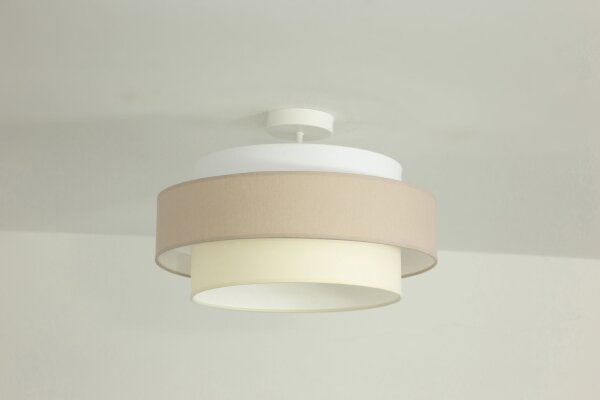 Deckenlampe Stoff Weiß Hellbeige E27 Ø40 cm blendarm