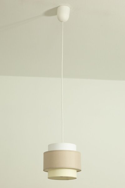Pendelleuchte Stoff Weiß Hellbeige E27 Ø20 cm
