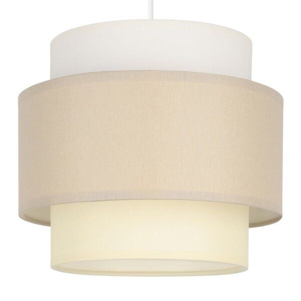 Pendelleuchte Stoff Weiß Hellbeige E27 Ø20 cm
