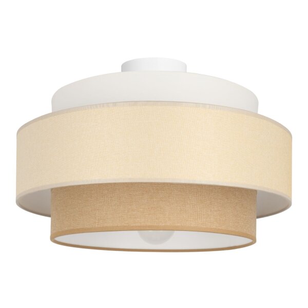 Deckenlampe Stoff Weiß Sandfarben E27 Ø40 cm wohnlich
