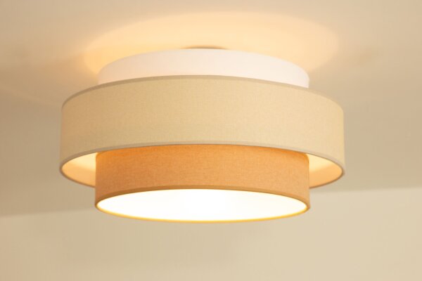 Deckenlampe Stoff Weiß Sandfarben E27 Ø40 cm wohnlich