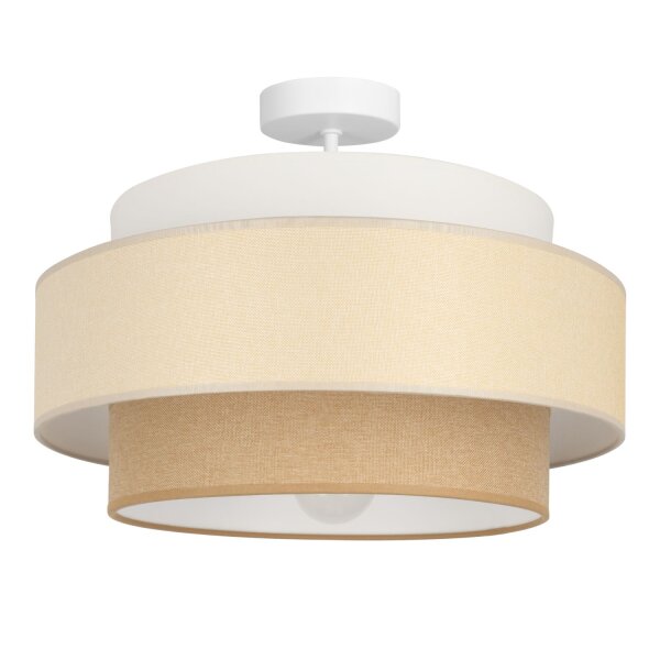 Deckenlampe Stoff Weiß Sandfarben E27 Ø40 cm blendarm